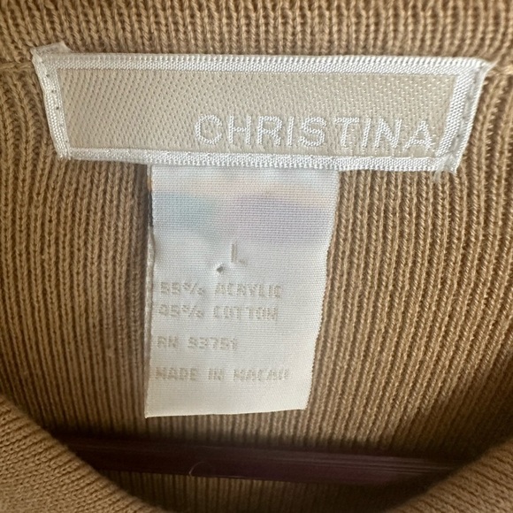 Christina Women’s Zip Up Cardigan Cream Stitching Detail Collar Size Large - Picture 3 of 3